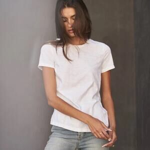 Rowan Women's Tyler Slub Cotton Short Sleeve Top Tee T-Shirt in White